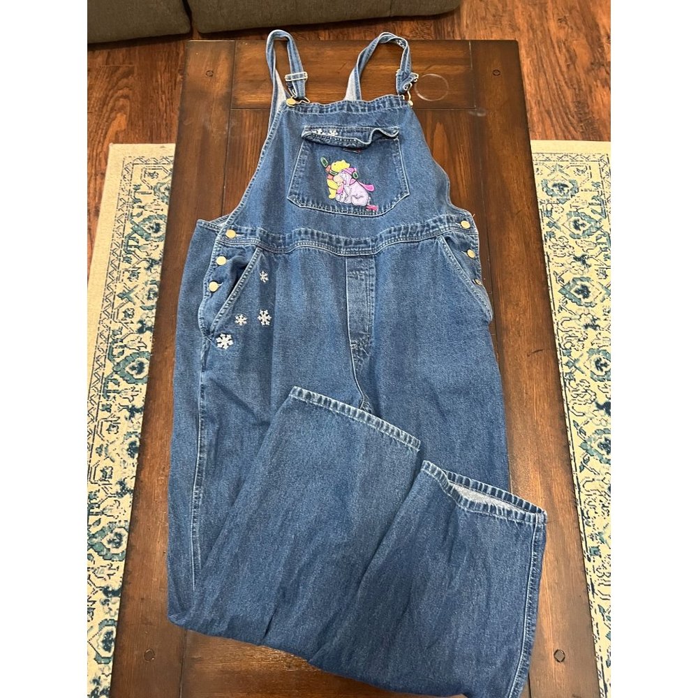 The Disney Store Vintage 90's Winnie the Pooh Winter Themed Overalls XL